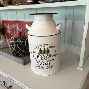 12.5" Col House White Distressed Galvanized Metal Christmas Tree Holiday Jug